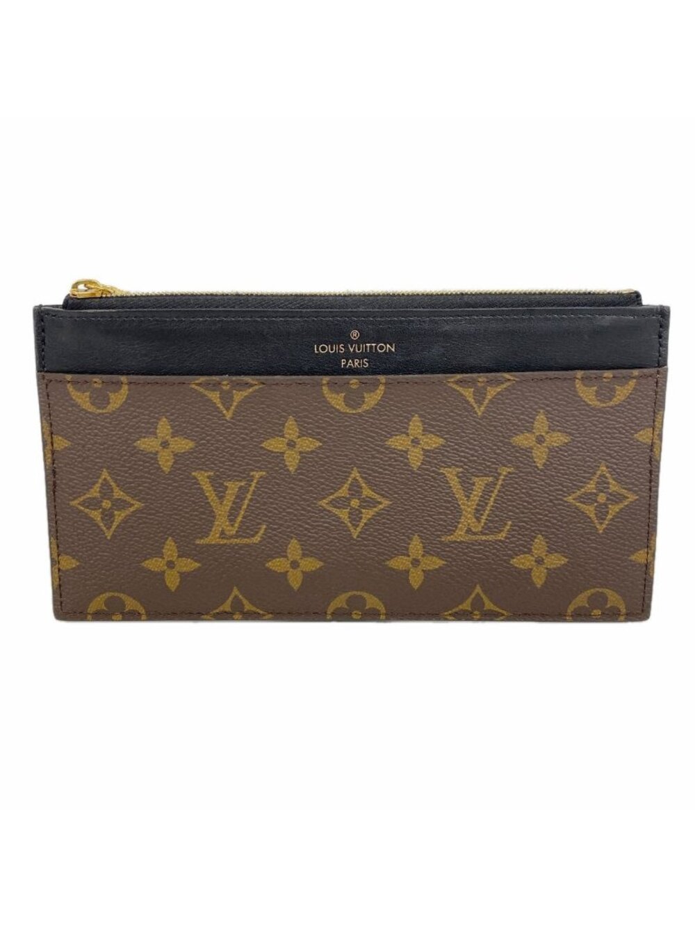 Louis Vuitton Wallet Monogram Slim Purse Brown Black